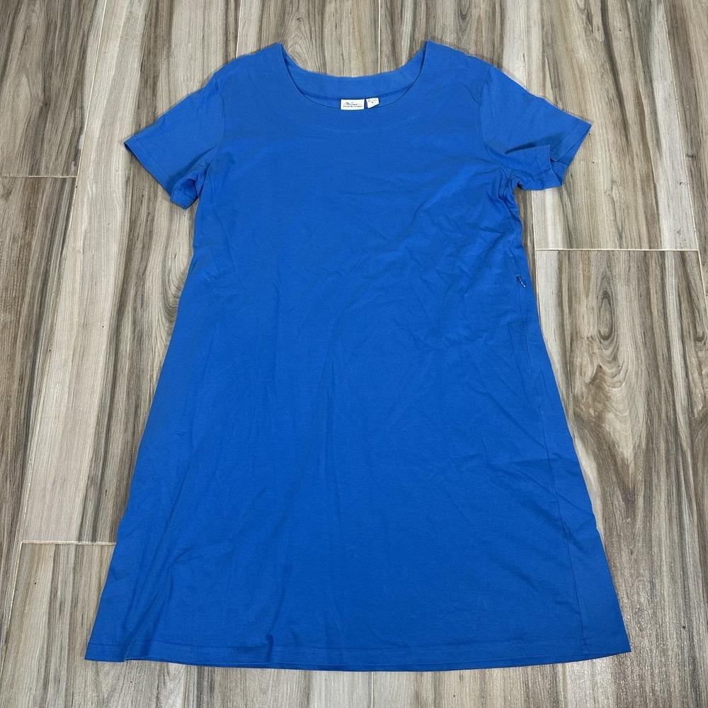 The Vermont Country Store Blue 100% Cotton Dress Women's Size M Midi Coastal
